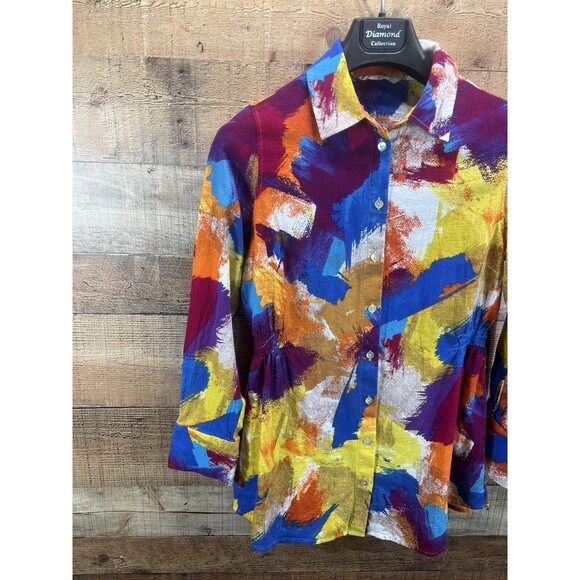 Soft Surroundings Women’s Painters Palette Gauze Brushstroke Top Small - Picture 7 of 12